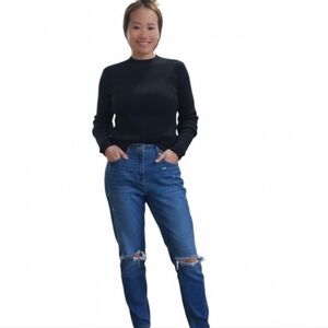 Threadbare Women's Ribbed Knit Mock Neck Long Sleeve Stretchy Fitted Sweater/Top